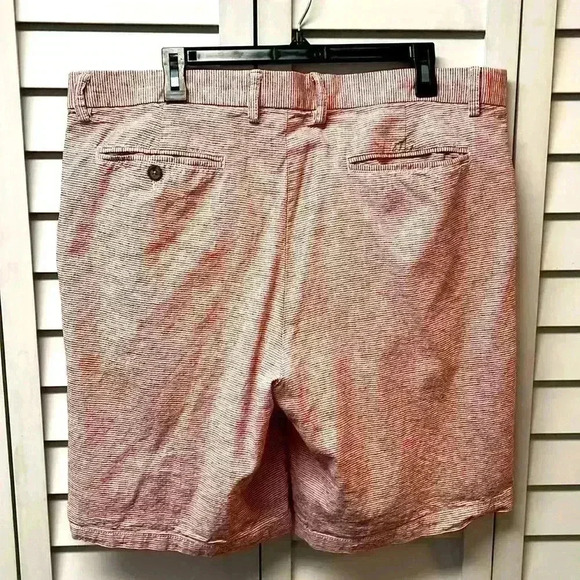 Old Navy Ultimate Slim Linen Blend Shorts Size 38 Inseam 9” Red & White Stripes - Picture 6 of 8